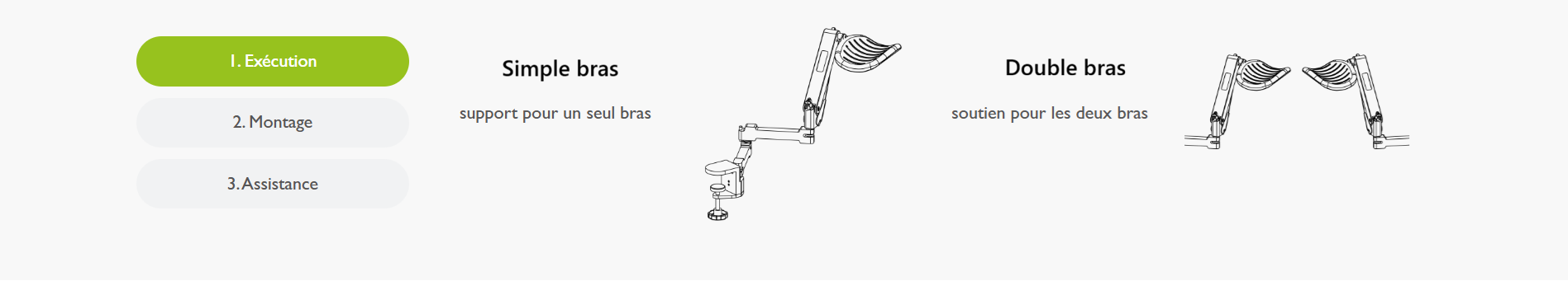 Configuration LEVA simple ou double bras